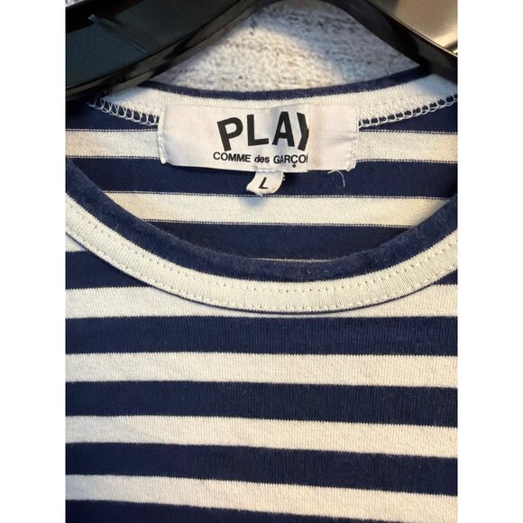 Comme Des Garçons Striped Red Heart Long-Sleeve Shirt Size L - Picture 2 of 3